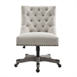 Linon Dixie Wood Upholstered Tufted Rolling Office Chair in Natural Beige