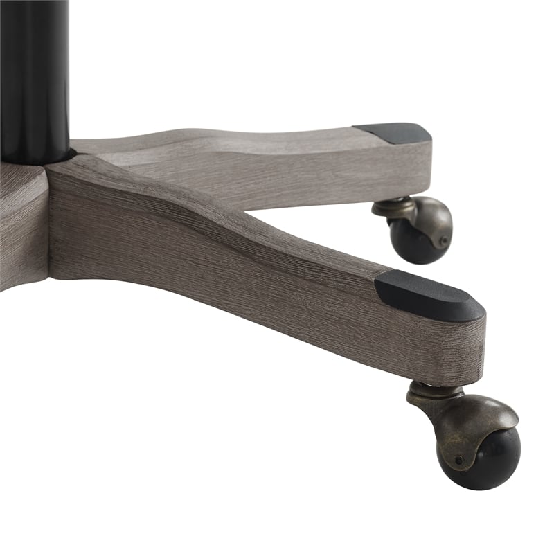 Linon Dixie Wood Upholstered Tufted Rolling Office Chair in Natural Beige