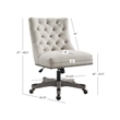 Linon Dixie Wood Upholstered Tufted Rolling Office Chair in Natural Beige