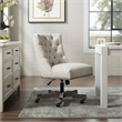 Linon Dixie Wood Upholstered Tufted Rolling Office Chair in Natural Beige