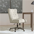 Linon Dixie Wood Upholstered Tufted Rolling Office Chair in Natural Beige