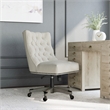 Linon Dixie Wood Upholstered Tufted Rolling Office Chair in Natural Beige