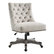 Linon Dixie Wood Upholstered Tufted Rolling Office Chair in Natural Beige