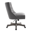 Linon Dixie Graywash Wood Base Upholstered Tufted Swivel Office Chair in Gray