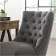 Linon Dixie Graywash Wood Base Upholstered Tufted Swivel Office Chair in Gray