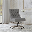 Linon Dixie Graywash Wood Base Upholstered Tufted Swivel Office Chair in Gray