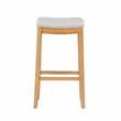 Linon Claridge Bar Stool Natural Stripe Padded Seat Wood Frame in Rustic Brown