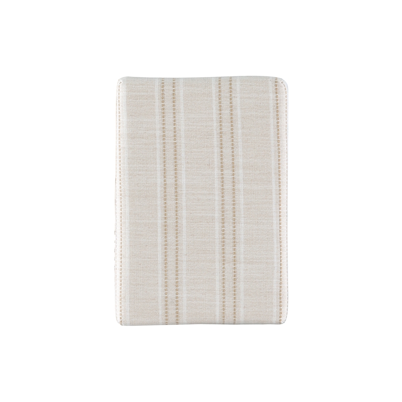 Linon Claridge Bar Stool Natural Stripe Padded Seat Wood Frame in Rustic Brown