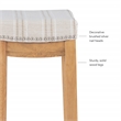 Linon Claridge Bar Stool Natural Stripe Padded Seat Wood Frame in Rustic Brown