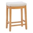 Linon Claridge Backless Counter Stool Striped Padded Seat Wood Frame in Brown