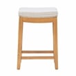 Linon Claridge Backless Counter Stool Striped Padded Seat Wood Frame in Brown