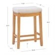 Linon Claridge Backless Counter Stool Striped Padded Seat Wood Frame in Brown
