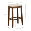 Linon Claridge Bar Stool Natural Striped Padded Seat Wood Frame in Brown Finish