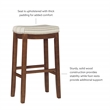 Linon Claridge Bar Stool Natural Striped Padded Seat Wood Frame in Brown Finish