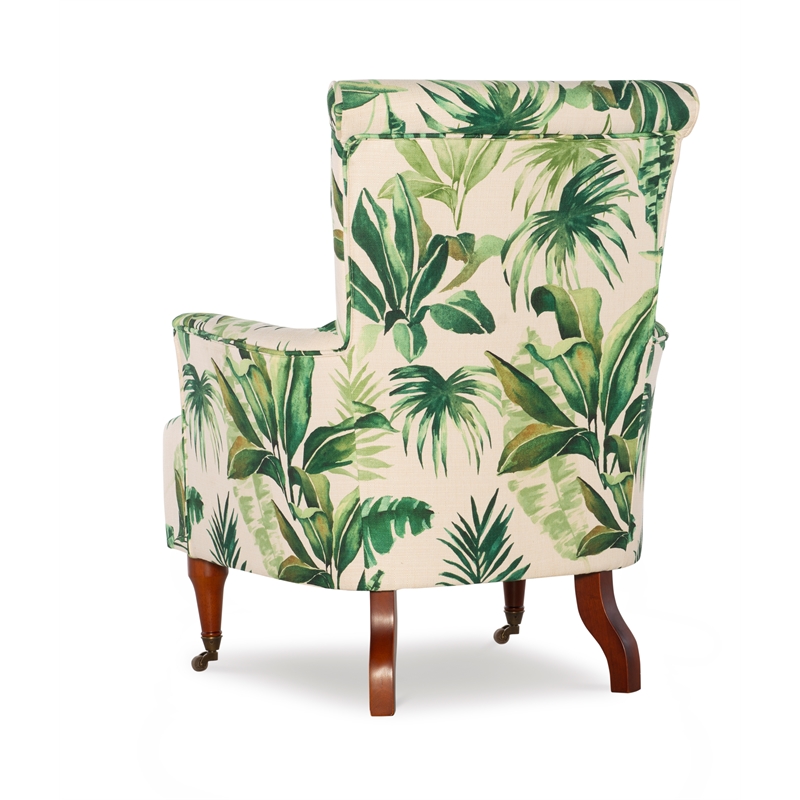 Linon Junnell Wood Upholstered Leaf Print Accent Chair in Green CYMX1038