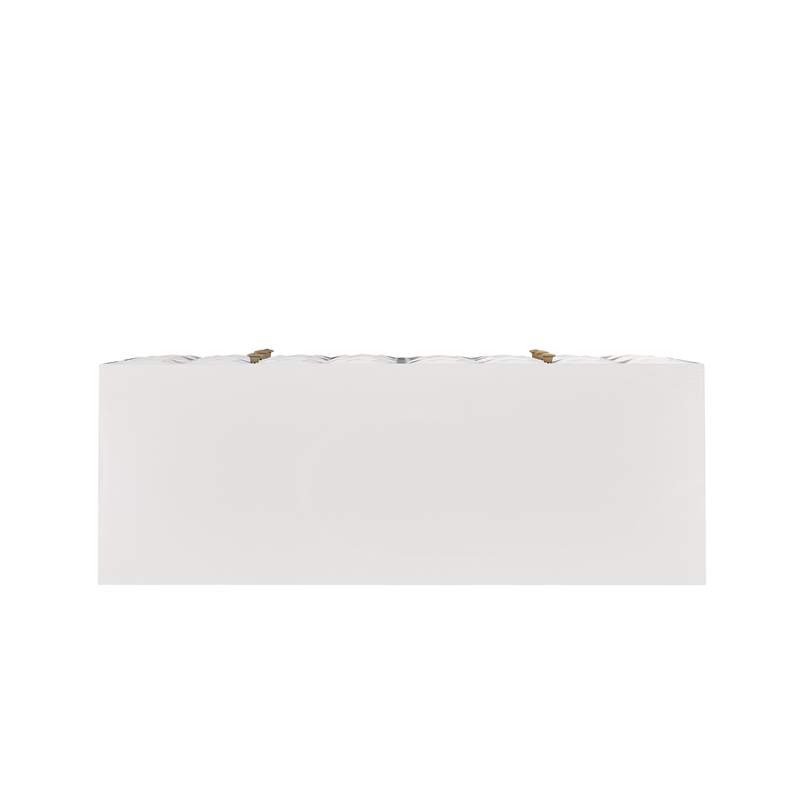 Linon Alick Wood Geo Texture 6 Drawer Dresser with Gold Hardware in Glossy White