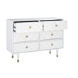 Linon Alick Wood Geo Texture 6 Drawer Dresser with Gold Hardware in Glossy White