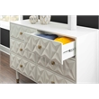 Linon Alick Wood Geo Texture 6 Drawer Dresser with Gold Hardware in Glossy White