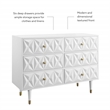 Linon Alick Wood Geo Texture 6 Drawer Dresser with Gold Hardware in Glossy White