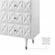 Linon Alick Wood Geo Texture 6 Drawer Dresser with Gold Hardware in Glossy White