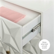Linon Alick Wood Geo Texture 6 Drawer Dresser with Gold Hardware in Glossy White