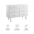 Linon Alick Wood Geo Texture 6 Drawer Dresser with Gold Hardware in Glossy White