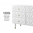 Linon Alick Wood Geo Texture 6 Drawer Dresser with Gold Hardware in Glossy White