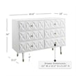 Linon Alick Wood Geo Texture 6 Drawer Dresser with Gold Hardware in Glossy White