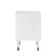Linon Alick Wood Geo Texture 2 Drawer Nightstand Gold Hardware in Glossy White