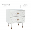Linon Alick Wood Geo Texture 2 Drawer Nightstand Gold Hardware in Glossy White