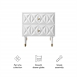 Linon Alick Wood Geo Texture 2 Drawer Nightstand Gold Hardware in Glossy White