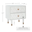 Linon Alick Wood Geo Texture 2 Drawer Nightstand Gold Hardware in Glossy White