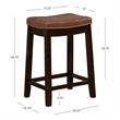 Linon Claridge Backless Counter Stool Cognac Faux Leather Wood Frame in Dk Brown