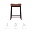 Linon Claridge Backless Counter Stool Cognac Faux Leather Wood Frame in Dk Brown