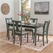 Linon Willow 2 Tone Five Piece Upholstered Dining Set in Teal Blue Wood