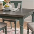 Linon Willow 2 Tone Five Piece Upholstered Dining Set in Teal Blue Wood