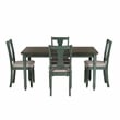 Linon Willow 2 Tone Five Piece Upholstered Dining Set in Teal Blue Wood