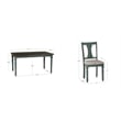 Linon Willow 2 Tone Five Piece Upholstered Dining Set in Teal Blue Wood