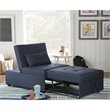 Linon Boone Upholstered Tufted Convertible Chair to Sofa Bed with Pillow in Blue