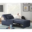 Linon Boone Upholstered Tufted Convertible Chair to Sofa Bed with Pillow in Blue