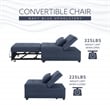 Linon Boone Upholstered Tufted Convertible Chair to Sofa Bed with Pillow in Blue