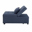 Linon Boone Upholstered Tufted Convertible Chair to Sofa Bed with Pillow in Blue