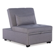 Linon Boone Upholstered Tufted Convertible Chair to Sofa Bed with Pillow in Gray