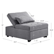 Linon Boone Upholstered Tufted Convertible Chair to Sofa Bed with Pillow in Gray