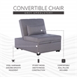 Linon Boone Upholstered Tufted Convertible Chair to Sofa Bed with Pillow in Gray