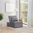 Linon Boone Upholstered Tufted Convertible Chair to Sofa Bed with Pillow in Gray