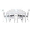 Linon Maggie Seven Piece Dining Set with Upholstered Fabric Seats in White Wood
