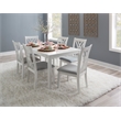 Linon Maggie Seven Piece Dining Set with Upholstered Fabric Seats in White Wood