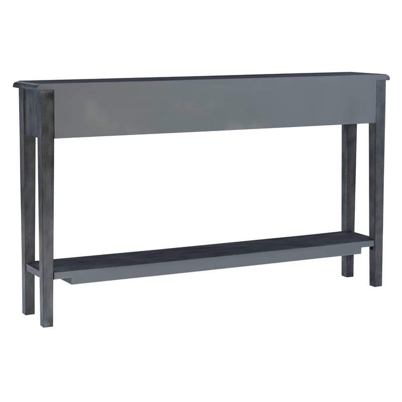 Linon Sadie Long Console Table with 4 Drawers and Shelf in Distressed Gray Wood