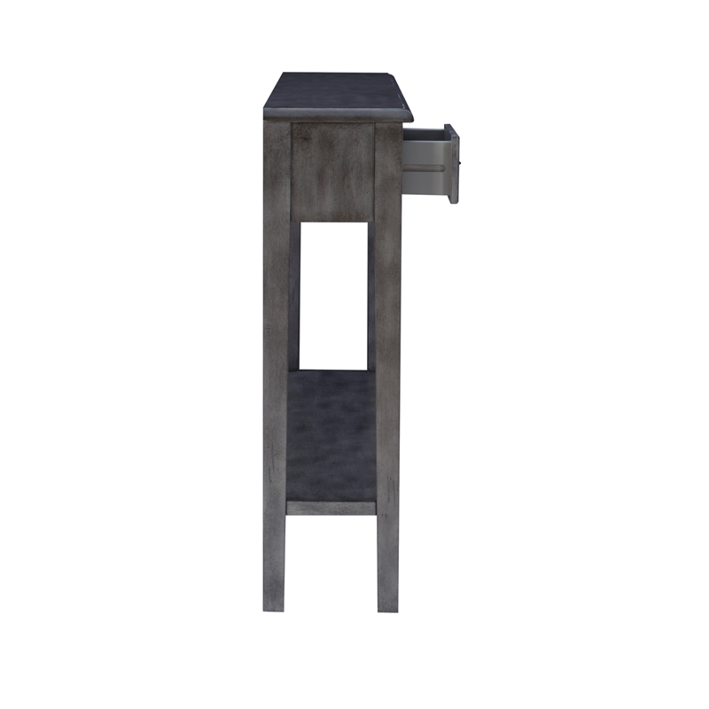 Linon Sadie Long Console Table with 4 Drawers and Shelf in Distressed Gray Wood